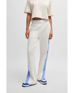 HUGO Stretch-Cotton Tracksuit Bottoms With Side Tape - White