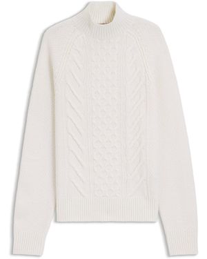 BOSS Pullover Aus Schurwolle Mit Kaschmir Und Zopfmuster - Weiß