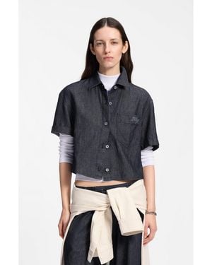 HUGO Relaxed-Fit Cropped Blouse - Blue
