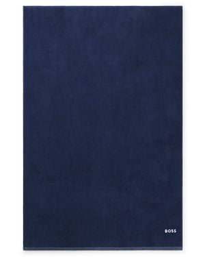 BOSS Toalla De Baño De Algodón Con Logo Bordado En Contraste - Azul
