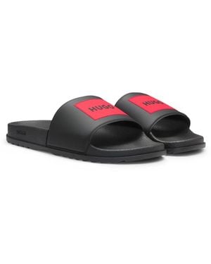 HUGO Slides With Logo-Detail Uppers - Black