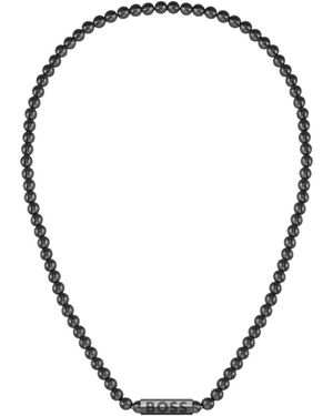BOSS Beaded Necklace With Branded Octagonal Closure - Metallic