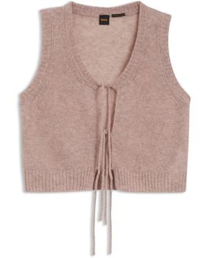 BOSS Cardigan En Fil Italien À Nouer Devant - Rose