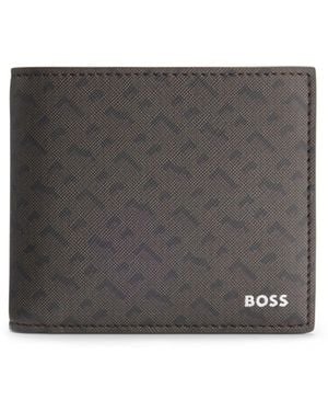 BOSS Geldbörse Mit Monogrammen Und Folien-Logo-Prägung - Grau