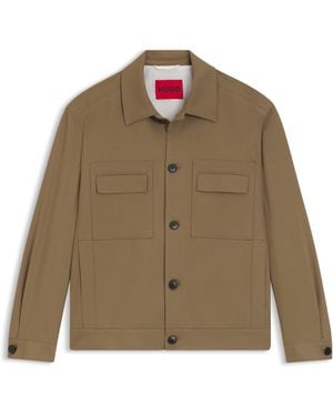 HUGO Slim-Fit Colbertjas Van Kreukbestendig Twill - Bruin