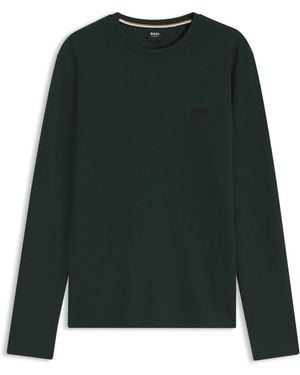 BOSS Camiseta De Pijama Con Estructura Otomana Y Logo Bordado - Verde