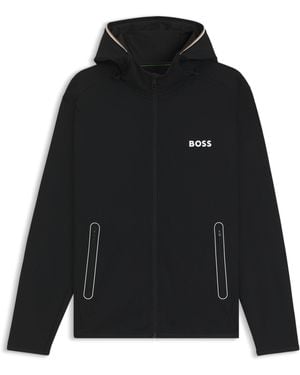 BOSS Active Hoodie Aus Stretch-Gabardine Mit Reißverschluss Und Thermoregulierung - Schwarz
