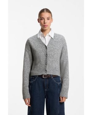HUGO Oversized-Fit Cardigan With Embroidered Logo - Grey