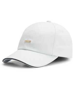 BOSS Cotton-Twill Cap With Metal Logo - White