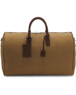 BOSS By Beckham Weekender Aus Leinen Mit Veloursleder-Details - Braun