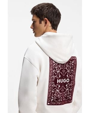 HUGO Graphic-Print Cotton Hoodie - White