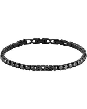 BOSS Chain Tennis Bracelet With Crystals - Black