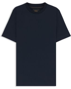 BOSS T-Shirt Van Katoen En Zijde Met Prince-Of-Wales-Ruit - Blauw