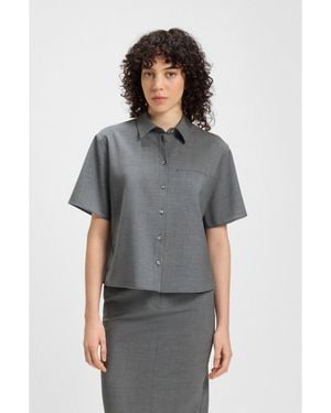 BOSS Cropped Blouse - Grey