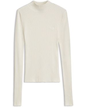 HUGO Slim-Fit Pullover Mit Stehkragenausschnitt Und Rippstruktur - Weiß