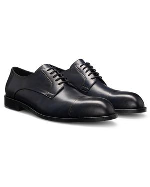 BOSS Derbyschoenen Van Leer Met Neusdetail - Zwart