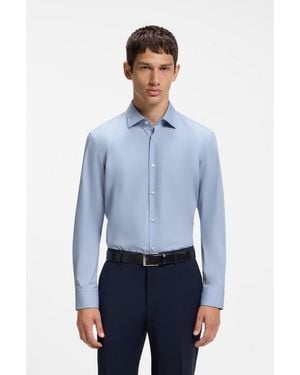 HUGO Plain Slim-fit Cotton Shirt: 'c-jenno' - Blue