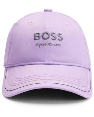 BOSS Equestrian Embroidered-Logo Cap With Leather Strap - Purple