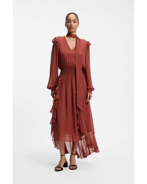 BOSS Detachable-Scarf Dress - Red