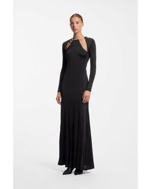 HUGO Long-Sleeved Jersey Dress With Chain Necklace - Black