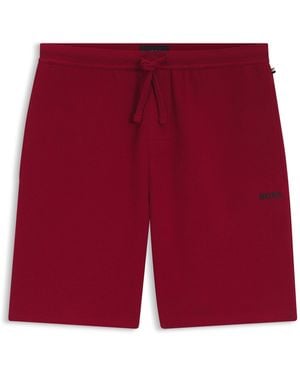 BOSS Shorts De Pijama En Algodón Con Logo Bordado - Rojo