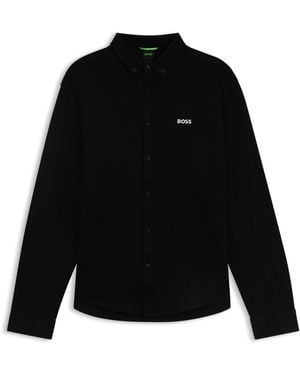 BOSS Regular-Fit Hemd Aus Dynamischem Baumwoll-Jersey - Schwarz