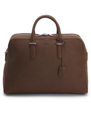 BOSS Weekender Aus Genarbtem Leder Mit Logo-Prägung - Braun