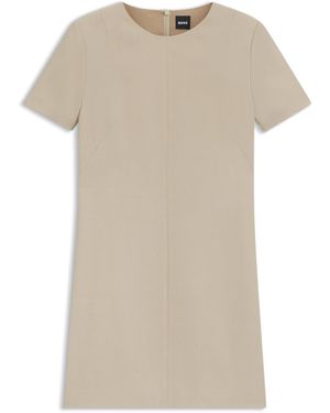BOSS Shiftdress Van Zachte Crêpe - Naturel