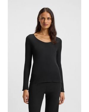 BOSS Cotton-Blend Pyjama Top With Waffle Structure - Black