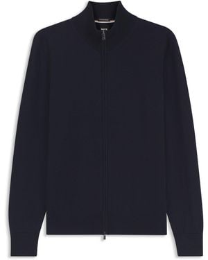 BOSS Pullover Aus Merinowolle Mit Reißverschluss - Blau