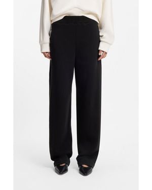 BOSS Cotton-Blend Tracksuit Bottoms With Lustrous Piping - Blue