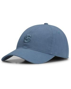 BOSS Cotton Cap With Embroidered Double B Monogram - Blue