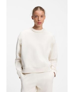 HUGO Relaxed-Fit Cotton Sweatshirt With Logo Embroidery - White