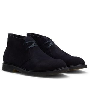 BOSS Suede Desert Boots With Rubber Sole - Black