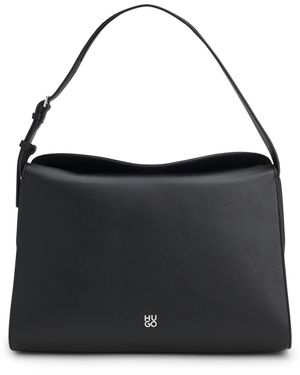 HUGO Stacked-Logo Shoulder Bag - Black