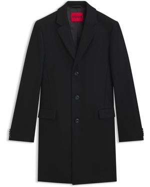 HUGO Slim-Fit Mantel Van Een Wolmix Met Kasjmier - Zwart
