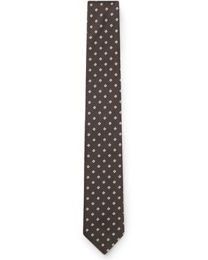 BOSS Silk-Blend Tie With Jacquard-Woven Pattern - Brown