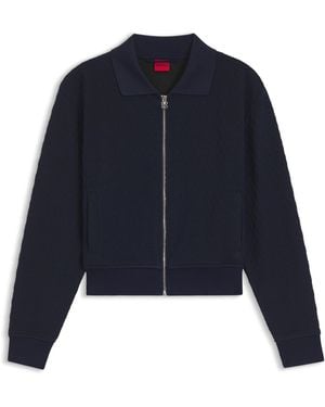 HUGO Sweatshirt Met Rits En Tweedelig Logo Als Ritstrekker - Blauw