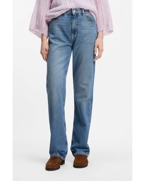 BOSS High-Waisted Straight-Fit Jeans - Blue