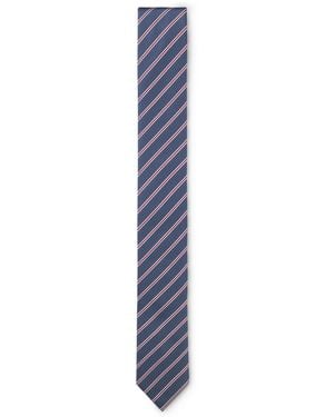 HUGO Stripe-Pattern Silk Tie - Blue