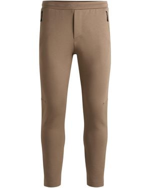 BOSS Stretch Tracksuit Bottoms With Laser-Cut Holes - Brown