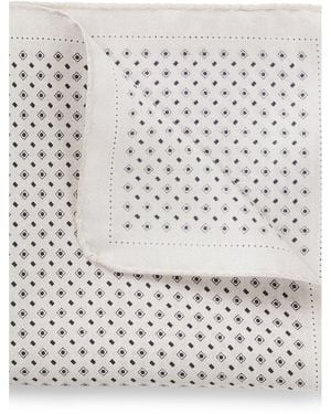 BOSS One Silk Pocket Square With Printed Pattern - White