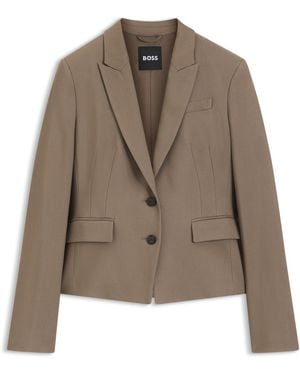 BOSS Slim-Fit Blazer Aus Elastischer Gabardine - Braun