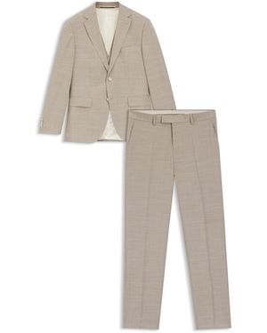 BOSS Costume Regular Trois Pièces En Laine Stretch À Motif - Blanc