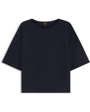 BOSS Relaxed-Fit Pullover Aus Baumwolle Mit Schurwolle - Blau