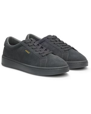 HUGO Suede Trainers With-Tone Foil Logo - Grey