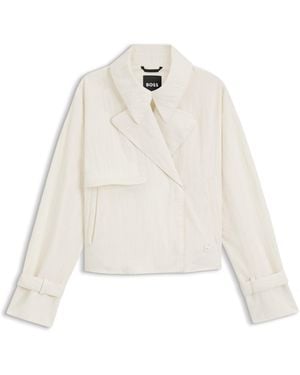 BOSS Gabardina Corta En Crepé Aterciopelado - Blanco