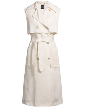 BOSS Zweireihiges Kleid Im Ärmellosen Trenchcoat-Design - Natur