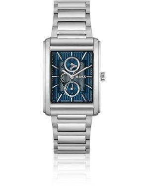BOSS Link-Bracelet Watch With Textured Skeleton Dial - Blue