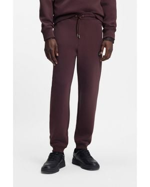 HUGO Cotton-Blend Tracksuit Bottoms With Stacked Logo - Purple
